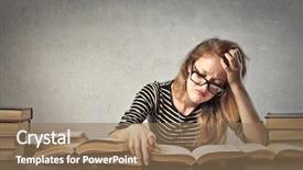  Presentation with young woman diagnosis of sti - PPT theme having work study - bored young woman studying background and a coral colored foreground