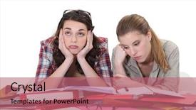  Presentation with female weightlifitng - Presentation design having work study - two female friends revising together background and a coral colored foreground