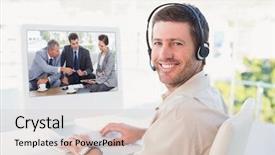  Presentation with team work - Cool new PPT theme with work team having a meeting backdrop and a lemonade colored foreground