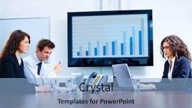  Presentation with meeting - Amazing presentation theme having work team progress - happy business people having meeting backdrop and a light blue colored foreground