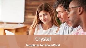  Presentation with work - Slide set consisting of work together at laptop computer background and a coral colored foreground