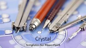  Presentation with hard work pencil - Beautiful presentation theme featuring work tools - ruler pencil compass backdrop and a light blue colored foreground