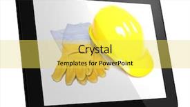  Presentation with equipment - PPT theme having work tools and equipment background and a  colored foreground