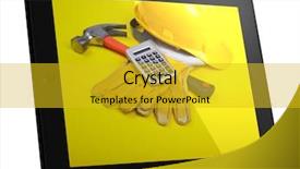  Presentation with equipment - PPT layouts featuring work tools and equipment background and a gold colored foreground