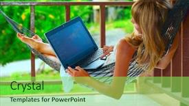  Presentation with lactation young woman breastfeeding - Theme featuring work vacation - young woman lying background and a seafoam green colored foreground