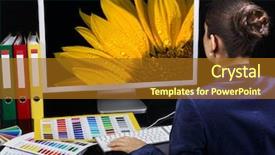  Presentation with computer network design - Presentation with work vivid photo on computer background and a tawny brown colored foreground