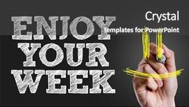  Presentation with writing - Cool new PPT theme with work wishes - hand writing the text enjoy backdrop and a dark gray colored foreground