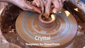  Presentation with potter hands making in clay - Amazing slide set having work with the pottery wheel backdrop and a  colored foreground