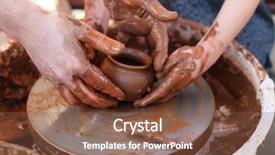  Presentation with wheel - Presentation design having work with the pottery background and a tawny brown colored foreground