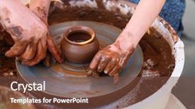  Presentation with wheel - Audience pleasing slide set consisting of work with the pottery backdrop and a tawny brown colored foreground