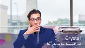  Presentation with overworked - Audience pleasing slide deck consisting of workaholic-businessman-overworked backdrop and a navy blue colored foreground