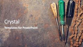  Presentation with tools - Presentation theme with workbench metal table with old background and a gray colored foreground