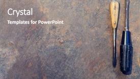  Presentation with metal corrosion - Colorful PPT theme enhanced with workbench metal table with old backdrop and a gray colored foreground