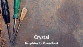  Presentation with tools - Slides having workbench metal table with old tools top view with copy space toned background and a gray colored foreground