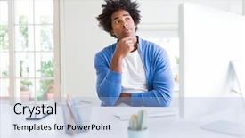 Presentation with working - PPT theme enhanced with workbrain - african american man working using background and a light blue colored foreground