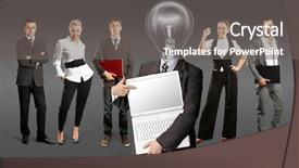  Presentation with idea - Beautiful presentation theme featuring workbrain - idea concept lamp head backdrop and a gray colored foreground