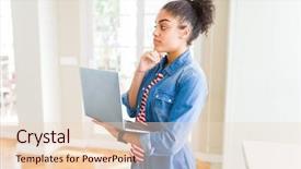  Presentation with african american girl power business - Presentation theme having workbrain - young african american girl standing background and a lemonade colored foreground