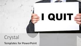  Presentation with quit - Amazing slides having worked-man-in-suit-holding backdrop and a light gray colored foreground