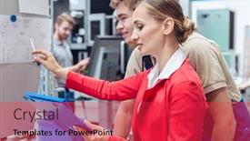  Presentation with floor plan - PPT theme consisting of worker-and-manager-on-factory background and a red colored foreground