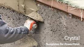  Presentation with construction site construction - Audience pleasing presentation theme consisting of worker applying cement with trowel backdrop and a gray colored foreground