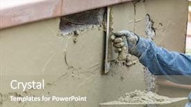  Presentation with construction site construction - Presentation with worker applying cement with trowel background and a gray colored foreground