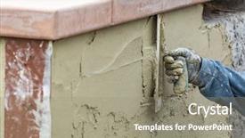  Presentation with construction site construction - Audience pleasing presentation consisting of worker applying cement with trowel backdrop and a gray colored foreground