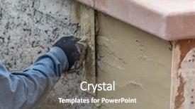  Presentation with safety construction worker in construction - Audience pleasing presentation theme consisting of worker applying cement with trowel backdrop and a  colored foreground