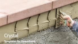  Presentation with construction worker harassment workplace - Cool new presentation design with worker applying cement with trowel backdrop and a  colored foreground