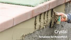  Presentation with energy consumption in cement industry - Presentation theme enhanced with worker applying cement with trowel background and a  colored foreground