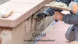  Presentation with construction worker harassment workplace - Beautiful presentation theme featuring worker applying cement with trowel backdrop and a  colored foreground