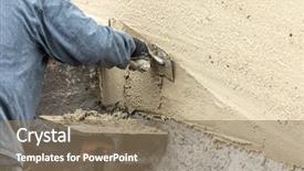  Presentation with construction worker harassment workplace - Presentation with worker applying cement with trowel background and a coral colored foreground