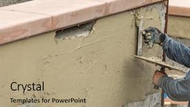  Presentation with construction worker harassment workplace - Cool new presentation theme with worker applying cement with trowel backdrop and a coral colored foreground