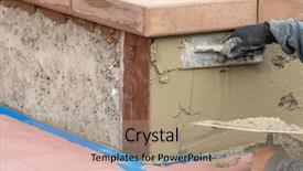  Presentation with construction site construction - Amazing presentation theme having worker applying cement with trowel backdrop and a coral colored foreground