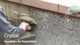  Presentation with construction site construction - Beautiful presentation featuring worker applying cement with trowel backdrop and a gray colored foreground