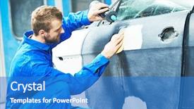  Presentation with repair shop - Amazing theme having worker applying washing car body backdrop and a teal colored foreground