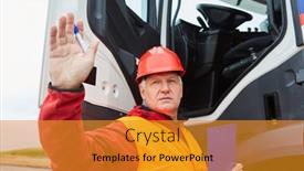  Presentation with foreman - Slide set with worker-as-foreman-or-site background and a gold colored foreground