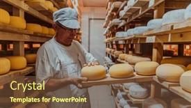  Presentation with factory - Presentation with worker-at-a-cheese-factory background and a tawny brown colored foreground