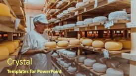  Presentation with insertion sorting - PPT layouts having worker-at-a-cheese-factory background and a tawny brown colored foreground