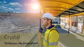  Presentation with diamond - Cool new presentation theme with worker-at-diamond-mine backdrop and a gold colored foreground