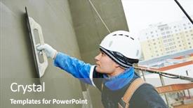  Presentation with work - PPT theme consisting of worker at plastering facade work background and a gray colored foreground