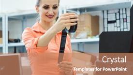  Presentation with quality control - Audience pleasing PPT theme consisting of worker-at-quality-control backdrop and a coral colored foreground