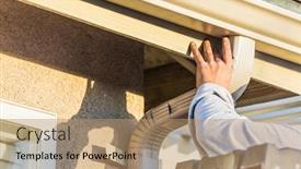  Presentation with gutter - Amazing presentation theme having worker-attaching-aluminum-rain-gutter backdrop and a coral colored foreground