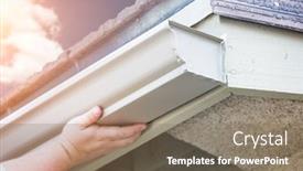  Presentation with gutter - PPT theme featuring worker-attaching-aluminum-rain-gutter background and a violet colored foreground