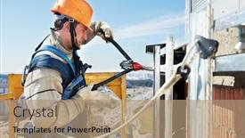  Presentation with facade - PPT theme consisting of clinching facade construction for big background and a coral colored foreground