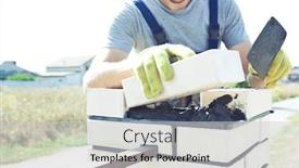  Presentation with bricks - Beautiful presentation design featuring worker-builds-a-fence-post backdrop and a light gray colored foreground