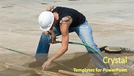  Presentation with work placement - Slide deck featuring worker checking placement background and a  colored foreground