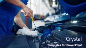  Presentation with service level - Theme enhanced with worker-checks-the-engine-oil background and a ocean colored foreground