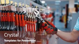  Presentation with worker - Presentation theme consisting of worker-choosing-adjustable-wrench background and a tawny brown colored foreground