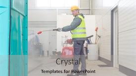  Presentation with toilet - PPT theme enhanced with worker-cleaning-a-rental background and a light gray colored foreground