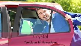  Presentation with car cleaning - Theme featuring worker cleaning car window prior to applying tinting foil background and a coral colored foreground